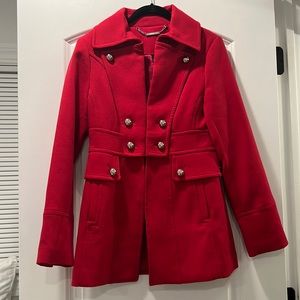 White House Black Market Red Pea Coat
